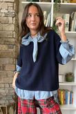 Perfect Chambray Denim Neckerchief Blouse Light